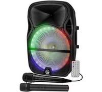 Enceinte Mobile 700W Sono Active KARAOKE DJ 12" Autonome Batterie LED RVB +2 Micros VHF +Fil USB/Bluetooth - LedWood Boostar1400