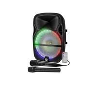 Ledwood Enceinte mobile Boostar1400 700W 12" Batterie autonome LED RVB 2 micros VHF USB/Bluetooth