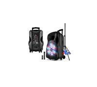 Enceinte mobile active à LEDs RVB USB/BT/SD/FM 800W 15"/38cm + pied