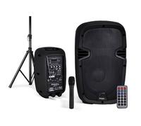 Enceinte mobile amplifiée 8"/20cm 300W USB/SD/BT + Micro VHF + Pied HYBRID8VHF-BT