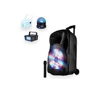 Enceinte mobile amplifiée 800W 15" LED/USB/BT/SD/FM + Micro + 3 jeux de lumière LytOr