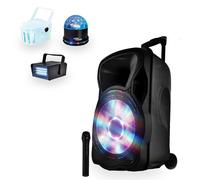 Enceintes, baffle et amplis DJ GENERIQUE Enceinte mobile amplifiée 800W 15 LED/USB/BT/SD/FM + Micro + 3 jeux de lumière LytOr