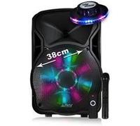 Enceinte mobile amplifiée 800W PARTY LIGHT SOUND 15" à LEDs RVB - USB/BT/SD/FM + micro + Effet OVNI