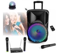 Enceinte mobile amplifiée PARTY LIGHT & SOUND - Karaoké 3 micros sans fil - 800W Bluetooth USB SD - Noir