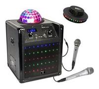 Enceinte Mobile Autonome Karaoke Boost Kubeled Bluetooth / USB - Lumière Astro Intégrée - 2 Micros - 1 Jeu de Lumière UFO Noir