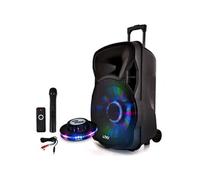 Enceintes, baffle et amplis DJ Party Light & Sound enceinte mobile batterie partylight12-led 700w 12 à leds rvb - usb/bt/sd/fm + effet ovni + cable pc