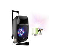 Enceinte mobile Bluetooth USB 300W PARTY-8LED Tuner Micro Karaoke - Réveil lampe Haut-parleur BT LTC BT-WAKEUP Musique Animation Dj Noir