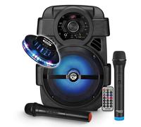 Enceinte Mobile DJ sur batterie 400W - USB/Bluetooth, Soirée en famille, Fête, Karaoké avec 2 Micros VHF sans fil, Soucoupe OVNI