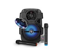 Enceinte Mobile DJ sur batterie 400W - USB/Bluetooth, Soirée en famille, Fête, Karaoké avec 2 Micros VHF sans fil, Soucoupe OVNI