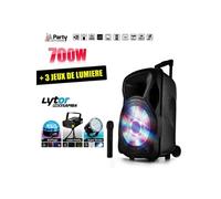 Enceinte mobile IBIZA PARTY12-LED amplifiée 700W 12" LED/USB/BT/SD/FM + Micro + 3 jeux de lumière LytOr
