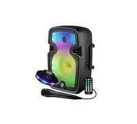 enceinte mobile karaoké festisound venice08, 200w autonome sur batterie, bluetooth usb / tws radio, micro, light ovni led