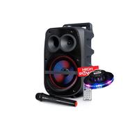 Enceinte Mobile 400W SONO DJ High Power Karaoké sur Batterie LED RVB sur Batterie - USB/SD/BT/FM + Micro VHF + Jeu UFO Ovni