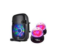Enceinte mobile sur batterie PARTY7 300W Usb Bluetooth + FM + Micro + Double Astro SUNMAGIC LED RVB