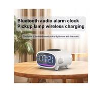Enceinte Multifonctionnelle avec Charge Rapide Sans Fil, Réveil, Lampe de Poche, Prise en Charge de la Clé USB, Lecteur de Musique