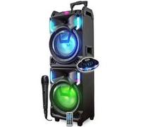 INOVALLEY Mega Enceinte Nomade 800W MS01XXL-N avec USB Bluetooth, Effets LED, Microphone Sono Karaoke DJ, Trolley, LED OVNI