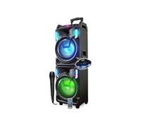INOVALLEY Mega Enceinte Nomade 800W MS01XXL-N avec USB Bluetooth, Effets LED, Microphone Sono Karaoke DJ, Trolley, LED OVNI