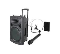Ibiza Enceinte portable PORT12VHF-BT 12" 700W Bluetooth 2 micros VHF télécommande Housse USB SD 5-7h