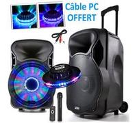 enceinte party light sound mobile 800w party-15 à leds rvb - usb/bt/sd/fm + effet ovni + câble pc