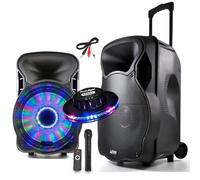 Enceinte PARTY LIGHT SOUND mobile 800W PARTY-15" à LEDs RVB - USB/BT/SD/FM + Effet OVNI + Câble PC