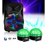 enceinte partysound-15 sound mobile 800w 15" à leds rvb - usb/bt/sd/fm + 2 jeux lumières sixmagic lytor