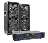 MAX Pack Complet - 2 Enceintes Disco 2x6 Pouces, Amplificateur SPL700 et Câble Inclus, Puissance de 700W, Idéal pour Les Soirées Disco, Les Karaokés, Les Fêtes