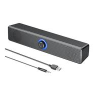 Enceinte PC USB Filaire - Barre de Son pour Ordinateur, TV et Tablette - Haut Parleur Stéréo avec Port Jack 3,5 mm - Enceinte de Bureau Gaming avec Contrôle de Volume