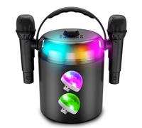 Enceinte PLAYKARAOKE 120W LED RVB, Bluetooth USB, 2 Micros sans Fil, Effets Vocaux, Compatible TV Connectée, 2 Mini Lumières LED