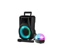 Enceinte portable 200w avec usb, bluetooth + jeux de lumiere astroball + micro sans fil pa dj sono led soiree famille karaoke