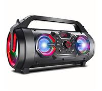 Audiocore AC875 Bazooka Enceinte Bluetooth Portable Boombox 30W (20W + 5Wx2) IPX4 Étanche aux éclaboussures/Radio/microSD/Aux-in/USB/Éclairage/Port Microphone