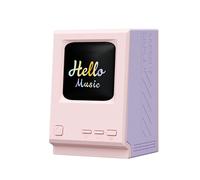 Enceinte Portable avec Affichage des Paroles, Haut-Parleur de Bureau Vintage, Son HiFi, Scène Dynamique, Paroles pour L'Extérieur, Rose