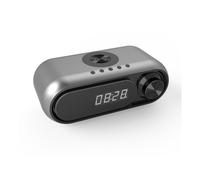 Enceinte portable Bluetooth 5.0 avec caisson de basses, chargeur sans fil, réveil LED et radio FM - Design moderne