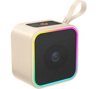Enceinte Portable Bluetooth 5.3 En Cuir Sans Fil Avec Lumières, Son Stéréo Hifi, Petit Haut-Parleur Avec Micro Intégré 10 Heures D'Autonomie, Étanche À La Poussière, Pour La Maison, Le Jardin, Le