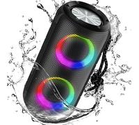 Enceinte Portable Bluetooth 5.4 Sans Fil Avec Bass Puissantes, 24W Enceinte Bluetooth, Autonomie 24 Hrs, Lumières Rgb, Étanche Ipx7, Aux, Pour L'Extérieur/La Fête/Voyage, Noir[Z280]