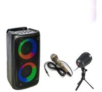 Enceinte portable Enfant USB Bluetooth sur Batterie - PARTY LEO-250 - Micro - Jeu de Lumière Extérieur - Fête Noël Soirée Cadeau