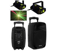 ENCEINTE SONO PORTABLE 8¿¿ PRO PARTY KARAOKE BLUETOOTH USB MSD + MICRO MAIN SANS FIL + TELECOMMANDE MEGABASS TWS + Laser multipoints