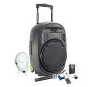 Enceinte portable Ibiza sound PORT15VHF-MKII, Autonome 15" - 800W USB/MP3/Bluetooth/Vox/ Couplage TWS + 2 micros VHF+Clé USB 32G