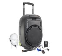 Enceinte portable Ibiza sound PORT15VHF-MKII, Autonome 15"" - 800W USB/MP3/Bluetooth/Vox/ Couplage TWS + 2 micros VHF+Clé USB 32G