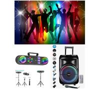 Enceinte Portable Karaoke - MSD - 700W - Bluetooth 5.0 - LED RGB -PORTIQUE LUMINEUX Effet jeux de lumière 5-en-1 DMX combine 7 Leds