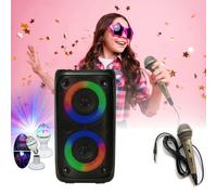 Enceinte portable Karaoke sur Batterie Enfant PARTY LEO-250 USB Bluetooth - Micro - Jeu de Lumière rotatif - Anniversaire - Boum