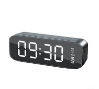 Enceinte portable sans fil compatible Bluetooth avec écran LED, radio FM, réveil et appels mains libres pour la maison, le bureau et les voyages (blanc)