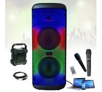 Enceinte Portable sur batterie 600W Karaoke USB Bluetooth Mooving ELECTRO-SOUND600 - 2 Micros - Enceinte extérieur PARTY-BAGGY30