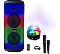 Enceinte Portable sur Batterie Karaoke MS-ELECTRO-SOUND600 USB Bluetooth 600W - 2 Micros - Jeu Lumière Astro - Anniversaire Enfant