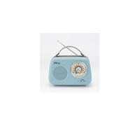 Enceinte/Radio rétro HALTERREGO , RMS 5W, Bluetooth, Radio FM, lecteur USB, Aux IN, Batterie rechargeable, Blue gris