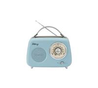 Enceinte/Radio retro RMS 5W, Bluetooth, Radio FM, lecteur USB, Aux IN, Batterie rechargeable, Bleu gris