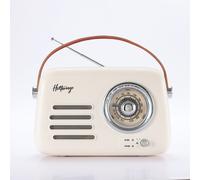 Enceinte/Radio rétro HALTERREGO, RMS 5W, Bluetooth, Radio FM, lecteur USB, Aux IN, Batterie rechargeable, blanc crème