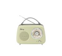 Halterrego Enceinte radio rétro RMS 5W Bluetooth FM USB Aux Batterie rechargeable Vert olive