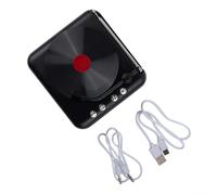 Enceinte rétro sans fil 5.0 avec FM, mini tourne-disque, son stéréo HiFi, design rotatif en vinyle, plusieurs modes de lecture via (noir)