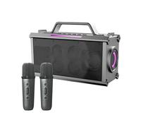 Enceinte Sans Fil avec 2 Microphones, Caisson de Basses Portable Haute Puissance pour une Utilisation Extérieure et un Volume Sonore Élevé,