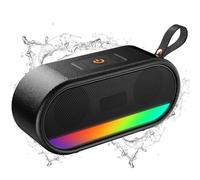 Enceinte sans Fil, Haut Parleur Puissant Bluetooth 5.3, Parleur Bluetooth Microphone Intégré, HD Stéréo, Enceinte Douche Étanche IPX6, Autonomie 10H, Lumière LED, pour Soirées Plage, Voyage