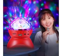 Enceinte sans fil Qwtwty Crystal Ball Disco Bluetooth avec lumières LED, compatible FM, carte et entrée auxiliaire, microphone intégré (en